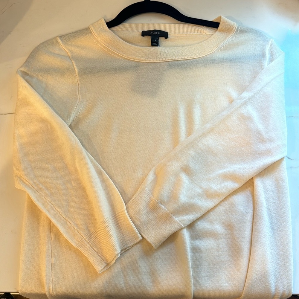 J.Crew three-quarter sleeve sweater, thin ivory